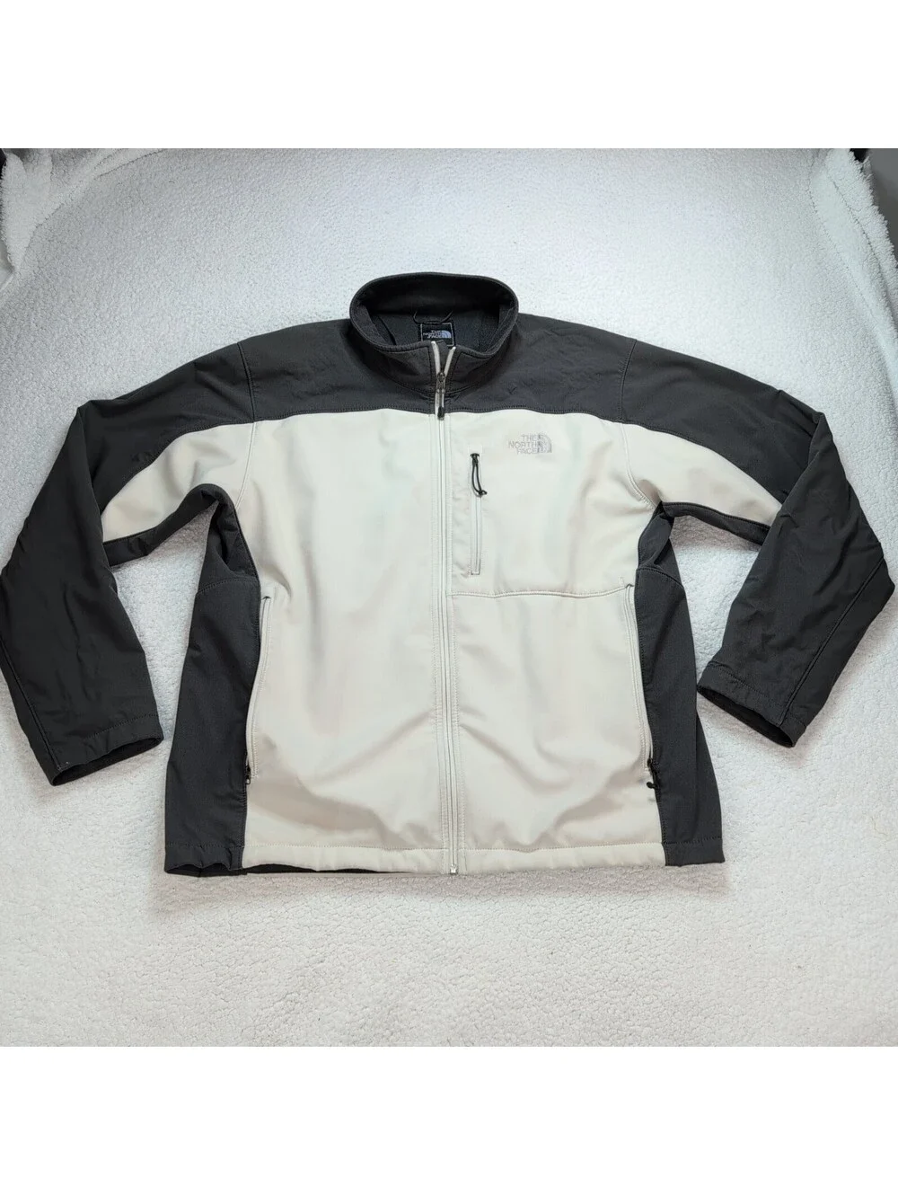 The North Face Apex Soft Shell Jacket Mens XL/TG Gray White Full Zip